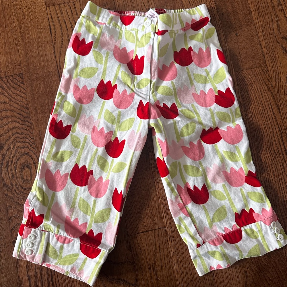 Y2K vintage Gymboree Red and Pink Bottoms with Floral Design